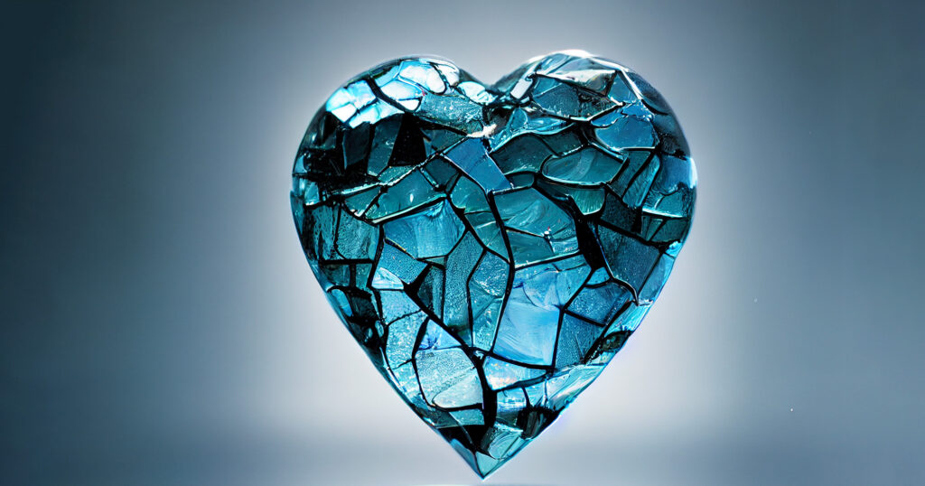Een hart bestaande uit allemaal blauwe stukjes