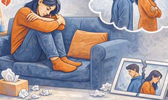 Verdrietige vrouw omdat de relatie uit is
